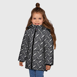 Куртка зимняя для девочки Рифлёная металлическая поверхность, цвет: 3D-красный — фото 2