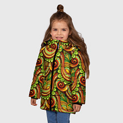 Куртка зимняя для девочки Летние объемные узоры, цвет: 3D-светло-серый — фото 2