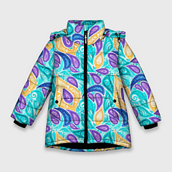 Куртка зимняя для девочки Узоры капельки, цвет: 3D-черный