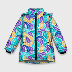 Куртка зимняя для девочки Узоры капельки, цвет: 3D-светло-серый