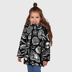 Куртка зимняя для девочки Паттерн из морских ракушек, цвет: 3D-красный — фото 2