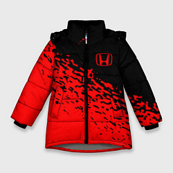 Куртка зимняя для девочки Honda - красные брызги, цвет: 3D-светло-серый