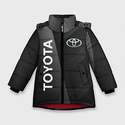 Куртка зимняя для девочки Toyota - серая абстракция, цвет: 3D-красный