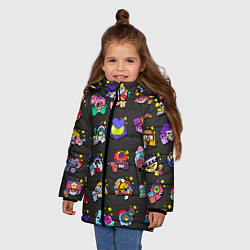 Куртка зимняя для девочки Особые значки пины Бравл Старс редкие, цвет: 3D-светло-серый — фото 2
