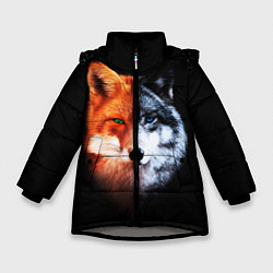 Куртка зимняя для девочки Волк и Лисица, цвет: 3D-светло-серый