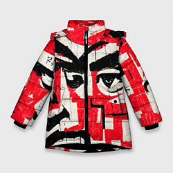 Куртка зимняя для девочки Уличная гранж абстракция, цвет: 3D-черный