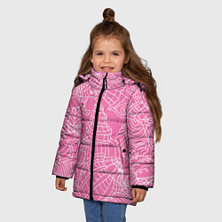 Куртка зимняя для девочки Океанские ракушки - паттерн, цвет: 3D-черный — фото 2