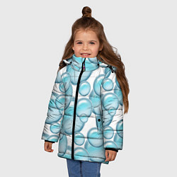Куртка зимняя для девочки Стеклянные голубые шарики марблс, цвет: 3D-светло-серый — фото 2