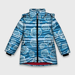 Куртка зимняя для девочки Паттерн из створок ракушки - океан, цвет: 3D-красный