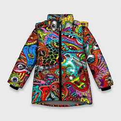 Куртка зимняя для девочки Радужная картина, цвет: 3D-светло-серый