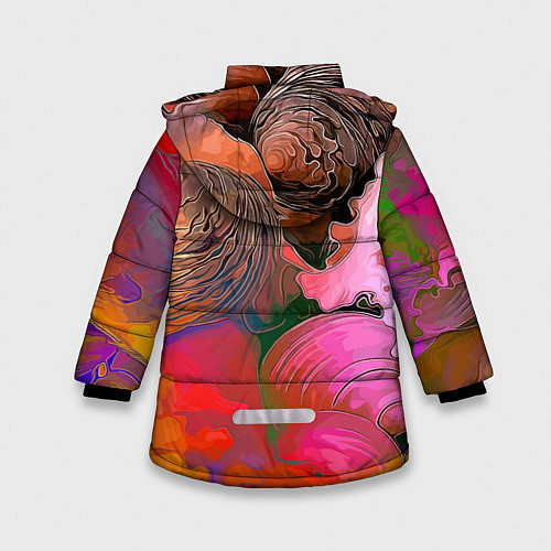 Зимняя куртка для девочки Стилизованная композиция из океанских ракушек / 3D-Светло-серый – фото 2