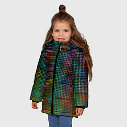 Куртка зимняя для девочки Неоновый сетчатый узор, цвет: 3D-светло-серый — фото 2