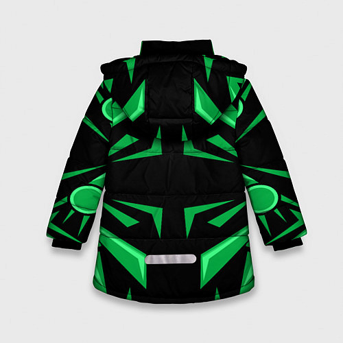Зимняя куртка для девочки Фигуры зеленого цвета на черном фоне geometry / 3D-Светло-серый – фото 2