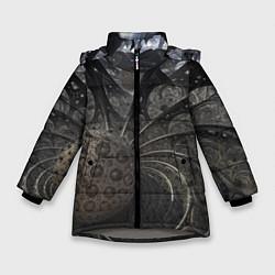 Куртка зимняя для девочки Инопланетное, цвет: 3D-светло-серый