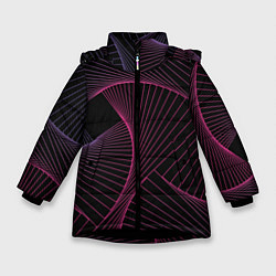 Куртка зимняя для девочки Неоновые волны градиент, цвет: 3D-черный