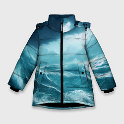 Куртка зимняя для девочки Буря в море, цвет: 3D-черный