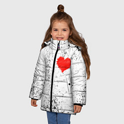 Куртка зимняя для девочки Сердце карандашом, цвет: 3D-светло-серый — фото 2