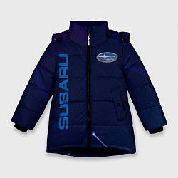 Куртка зимняя для девочки Subaru Абстракция, цвет: 3D-черный