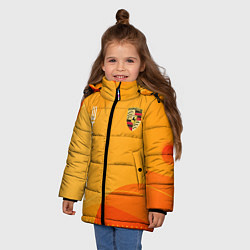Куртка зимняя для девочки Porsche Жёлтая абстракция, цвет: 3D-красный — фото 2