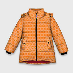 Куртка зимняя для девочки Оранжево-желтые цветочки, цвет: 3D-красный