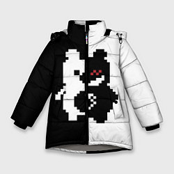 Куртка зимняя для девочки Monokuma pixel, цвет: 3D-светло-серый