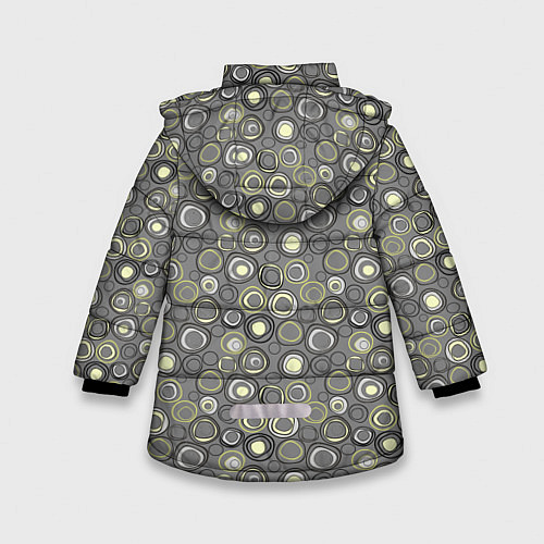 Зимняя куртка для девочки Серый абстрактный узор ретро с кольцами / 3D-Светло-серый – фото 2