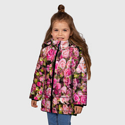 Куртка зимняя для девочки Фон из розовых роз, цвет: 3D-красный — фото 2