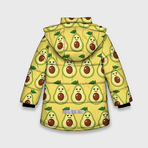 Зимняя куртка для девочки Авокадо Паттерн - Желтая версия / 3D-Красный – фото 2