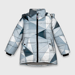 Куртка зимняя для девочки Множество треугольников - Абстрактная броня, цвет: 3D-светло-серый