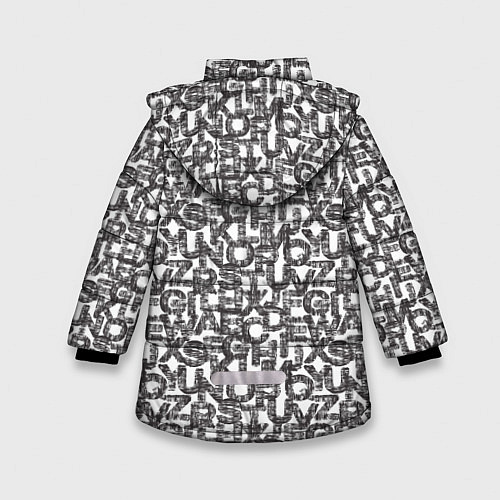 Зимняя куртка для девочки Алфавит гранж / 3D-Светло-серый – фото 2