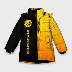 Куртка зимняя для девочки Gears of War - gold gradient: по-вертикали, цвет: 3D-черный