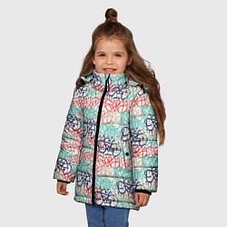 Куртка зимняя для девочки Пять оттенков граффити, цвет: 3D-светло-серый — фото 2