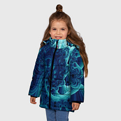 Куртка зимняя для девочки Закрученный синий фрактал, цвет: 3D-светло-серый — фото 2