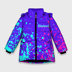Куртка зимняя для девочки Глейпнир краска арт, цвет: 3D-черный