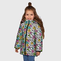 Куртка зимняя для девочки Череп разноцветный, цвет: 3D-черный — фото 2