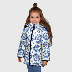 Куртка зимняя для девочки Тай-дай гжель, цвет: 3D-светло-серый — фото 2