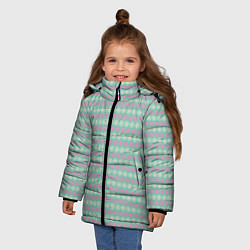 Куртка зимняя для девочки Белые и розовые узоры - минимализм, цвет: 3D-светло-серый — фото 2