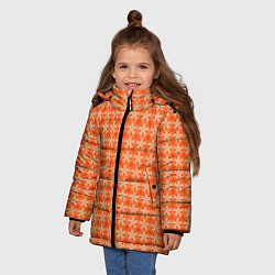 Куртка зимняя для девочки Цветочки на оранжевом фоне, цвет: 3D-черный — фото 2