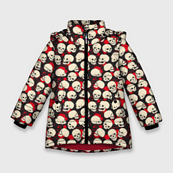 Куртка зимняя для девочки Улыбающийся череп, цвет: 3D-красный