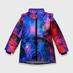 Куртка зимняя для девочки Композиция из дисков, цвет: 3D-светло-серый
