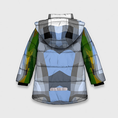 Зимняя куртка для девочки Абстракт мозаика графический узор / 3D-Светло-серый – фото 2