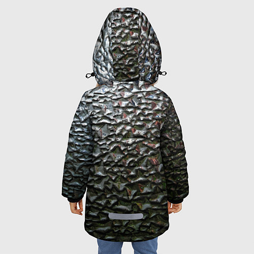 Зимняя куртка для девочки Неровная металлическая поверхность / 3D-Светло-серый – фото 4