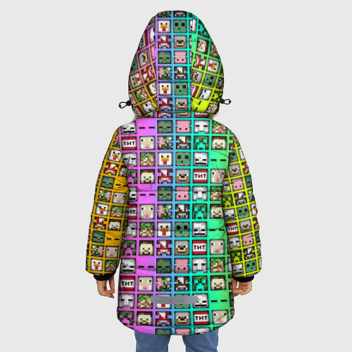 Зимняя куртка для девочки Minecraft characters neon / 3D-Светло-серый – фото 4