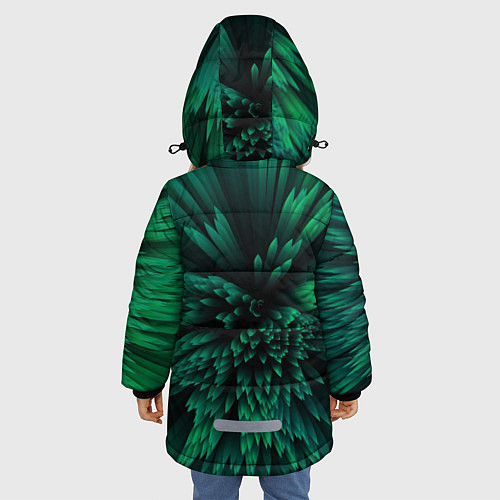 Зимняя куртка для девочки Объёмные острые зелёные фигуры / 3D-Светло-серый – фото 4