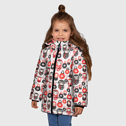 Куртка зимняя для девочки Матрёшка и цветы, цвет: 3D-светло-серый — фото 2