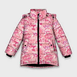 Куртка зимняя для девочки Любовь и сердце, цвет: 3D-черный