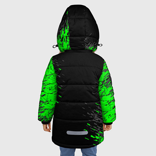 Зимняя куртка для девочки Билли Айлиш зелёная краска / 3D-Светло-серый – фото 4