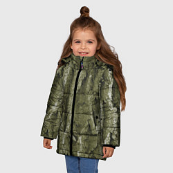Куртка зимняя для девочки Кора дуба - текстура, цвет: 3D-светло-серый — фото 2