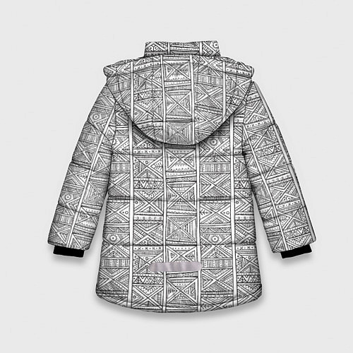 Зимняя куртка для девочки Орнамент треугольник / 3D-Светло-серый – фото 2