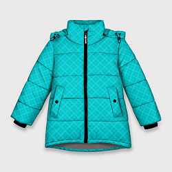Куртка зимняя для девочки Голубая абстракция из квадратов, цвет: 3D-светло-серый